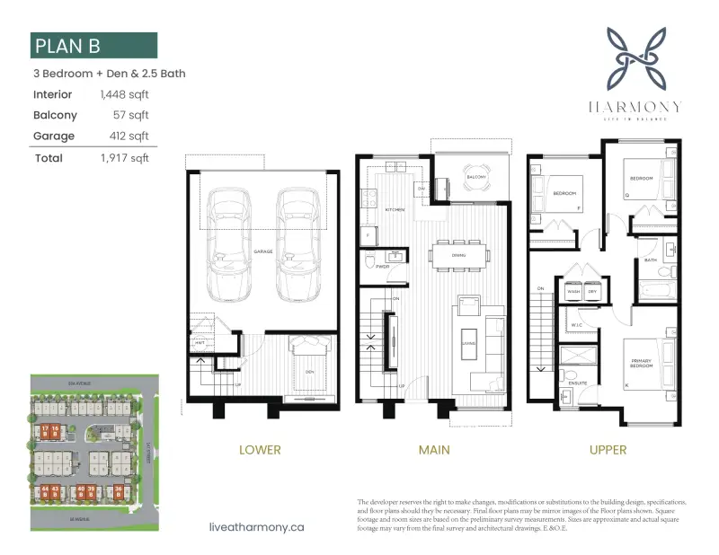 Harmony Harmony Townhomes Surrey Floorplans floor plan