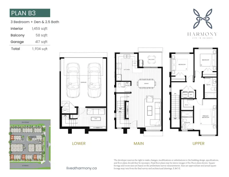 Harmony Harmony Townhomes Surrey Floorplans floor plan
